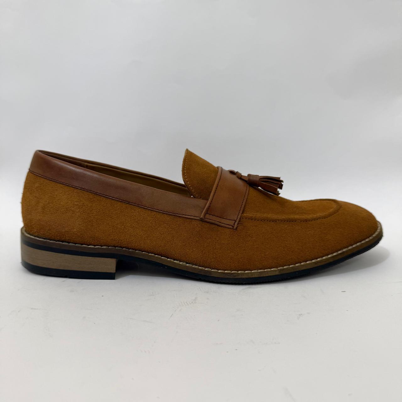 TAN SUEDE TASSEL LOAFERS