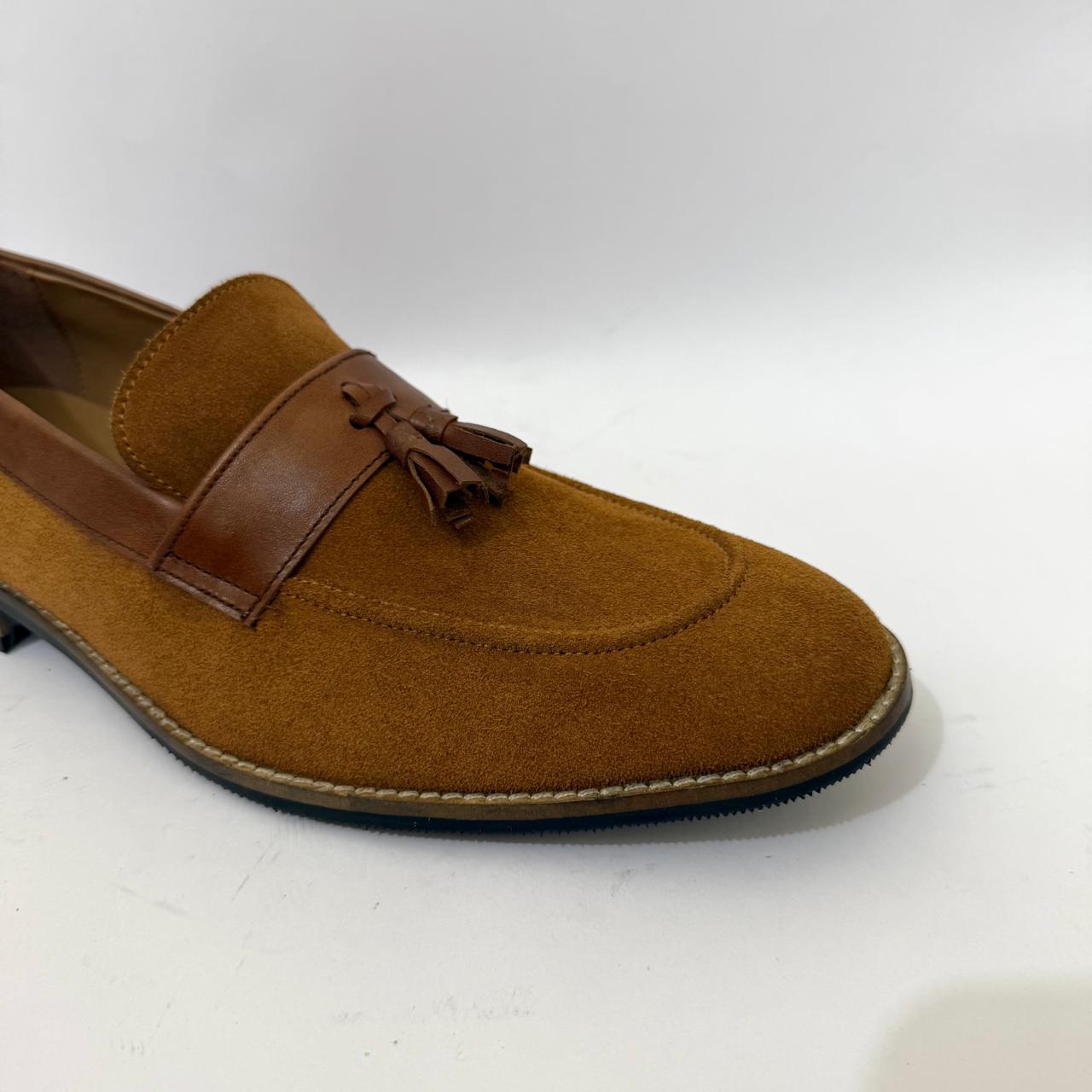 TAN SUEDE TASSEL LOAFERS