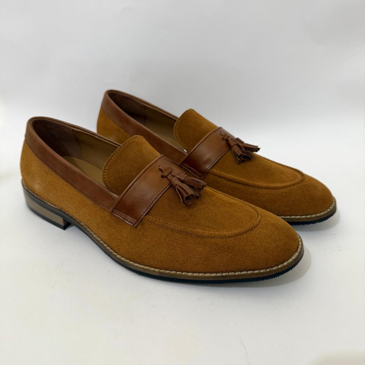 TAN SUEDE TASSEL LOAFERS