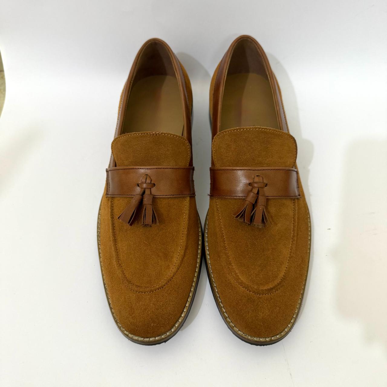 TAN SUEDE TASSEL LOAFERS