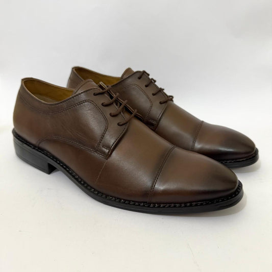 CLASSIC BROWN LEATHER OXFORD CAP-TOE SHOES