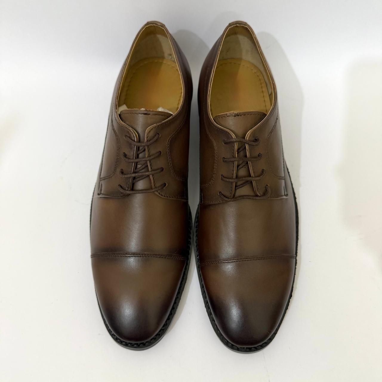 CLASSIC BROWN LEATHER OXFORD CAP-TOE SHOES
