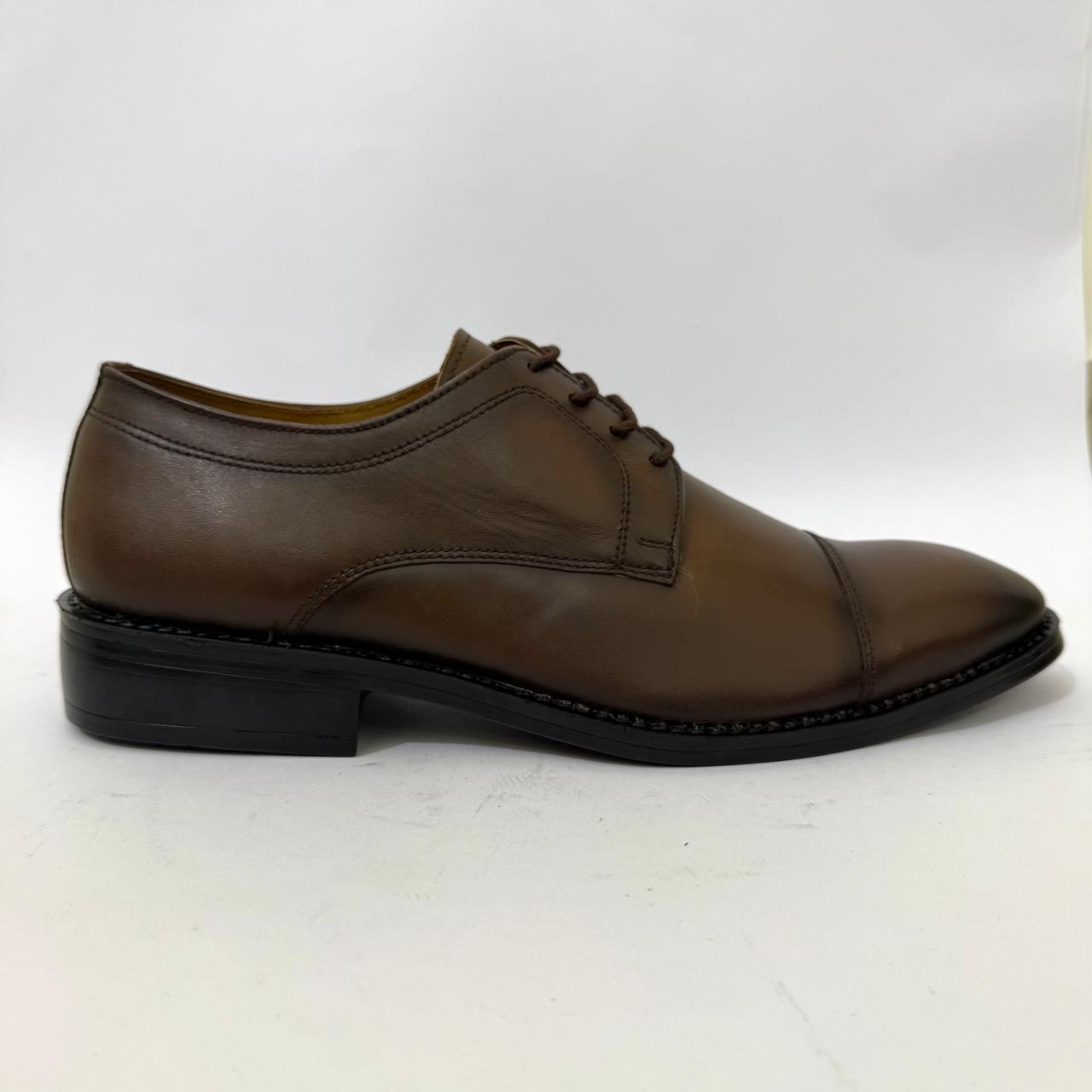 CLASSIC BROWN LEATHER OXFORD CAP-TOE SHOES