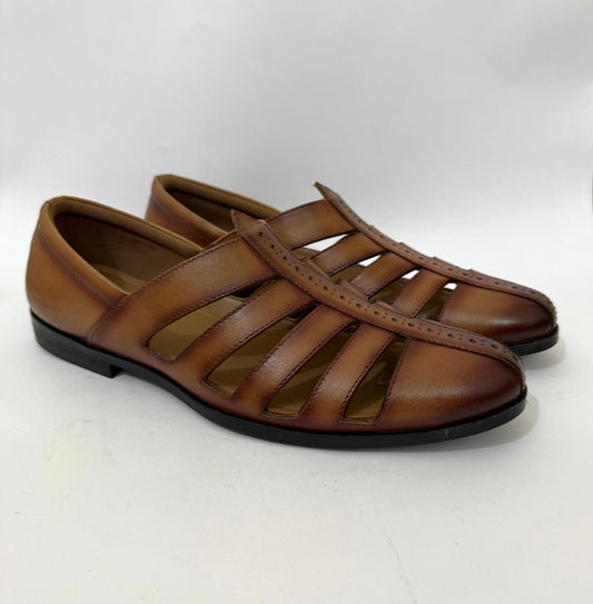 CLASSIC BROWN LEATHER FISHERMAN SANDALS