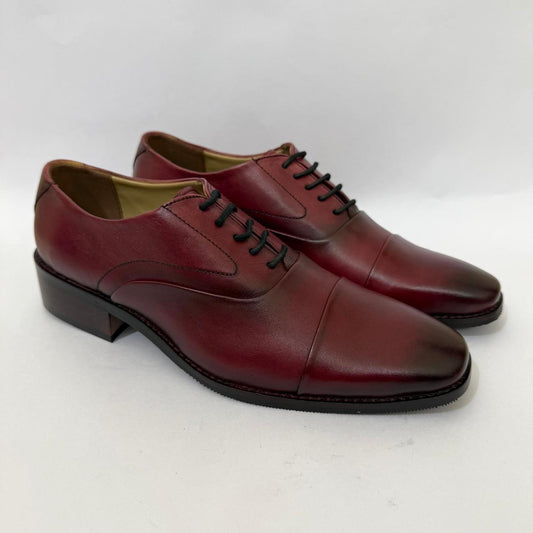 MAROON LEATHER OXFORD SHOES
