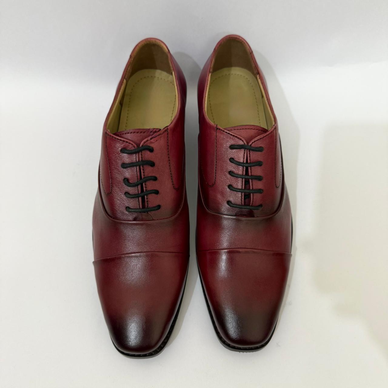 MAROON LEATHER OXFORD SHOES