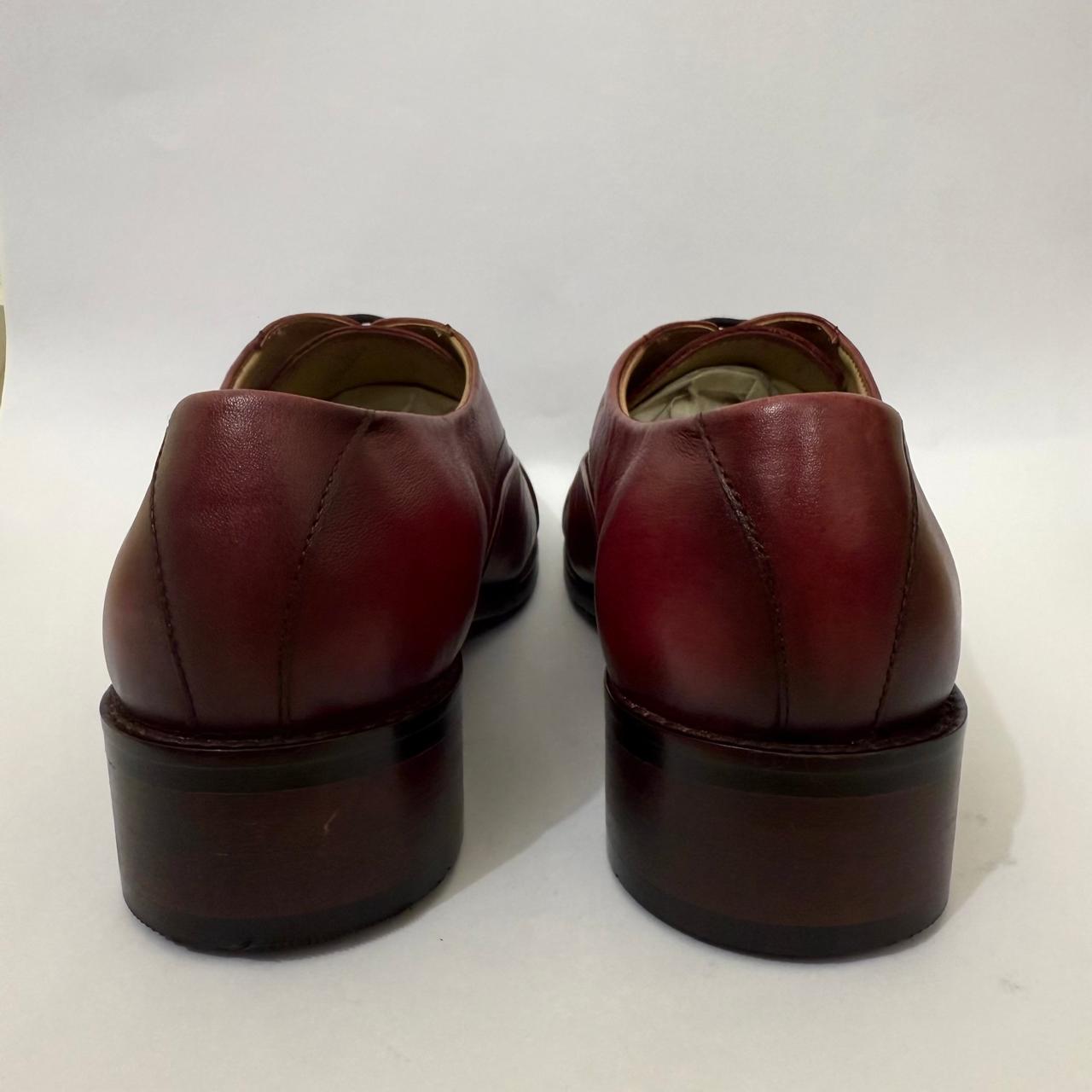 MAROON LEATHER OXFORD SHOES