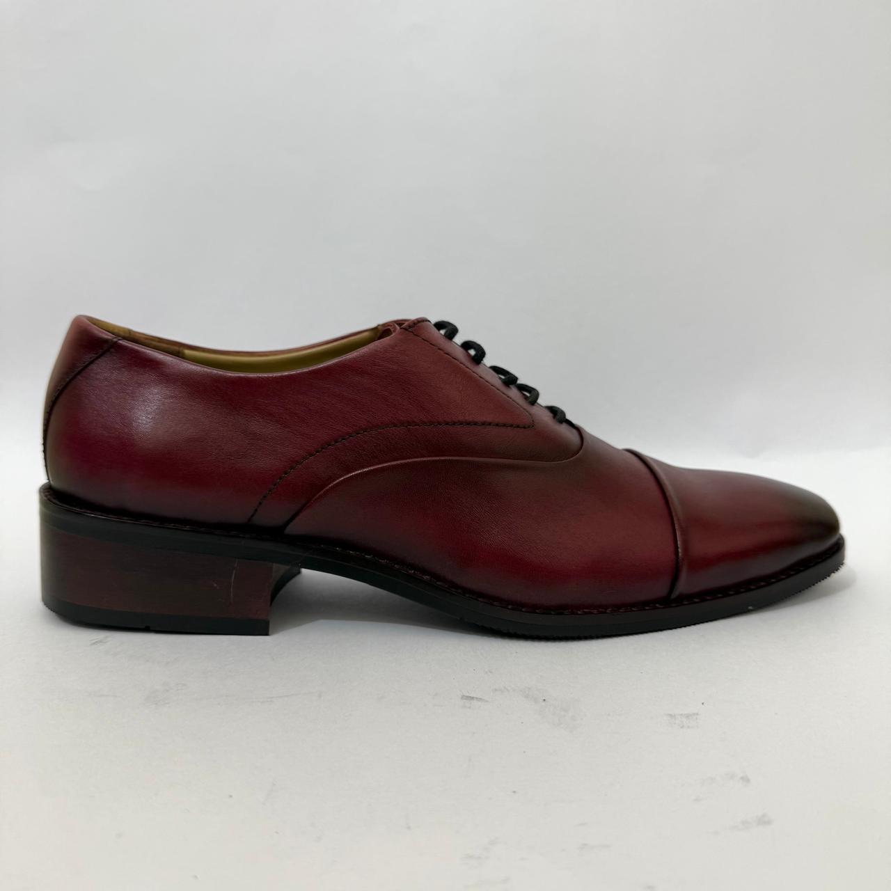MAROON LEATHER OXFORD SHOES