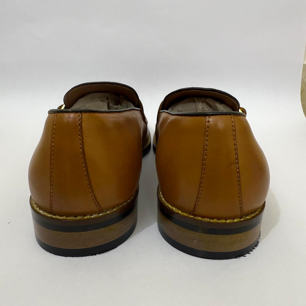 TAN DOUBLE MONK STRAP LOAFERS WITH CROC-EMBOSSED DETAILING