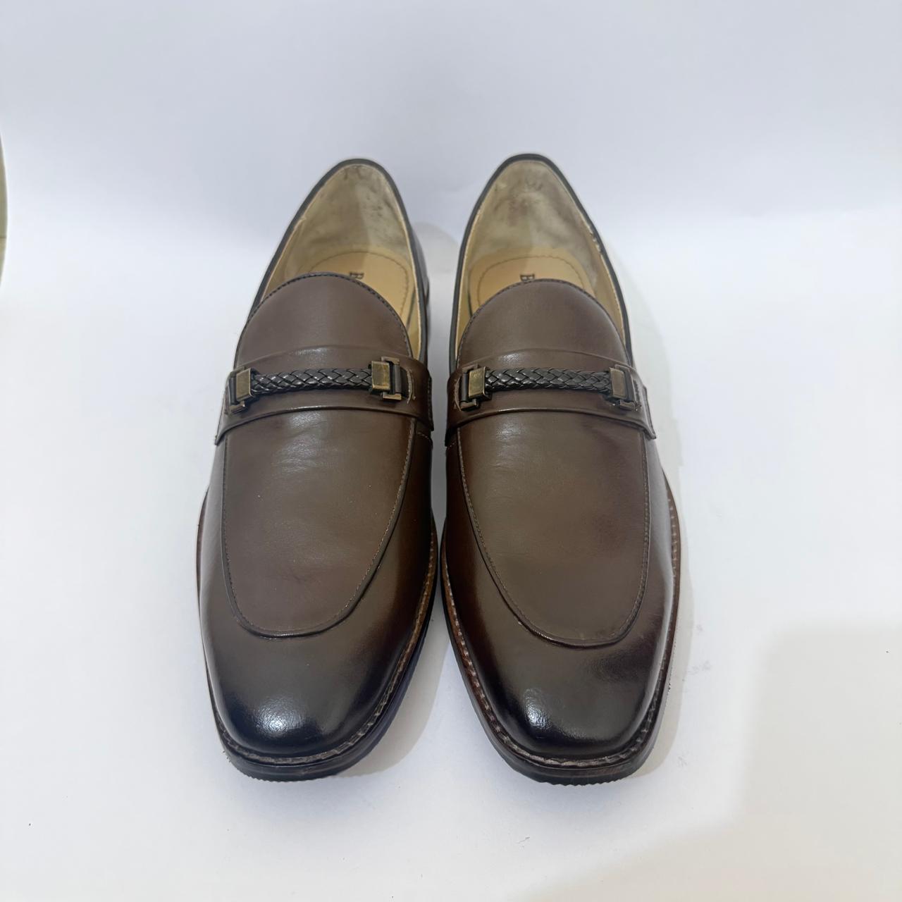 BROWN LOAFERS WITH BRAIDED STRAP DETAILING