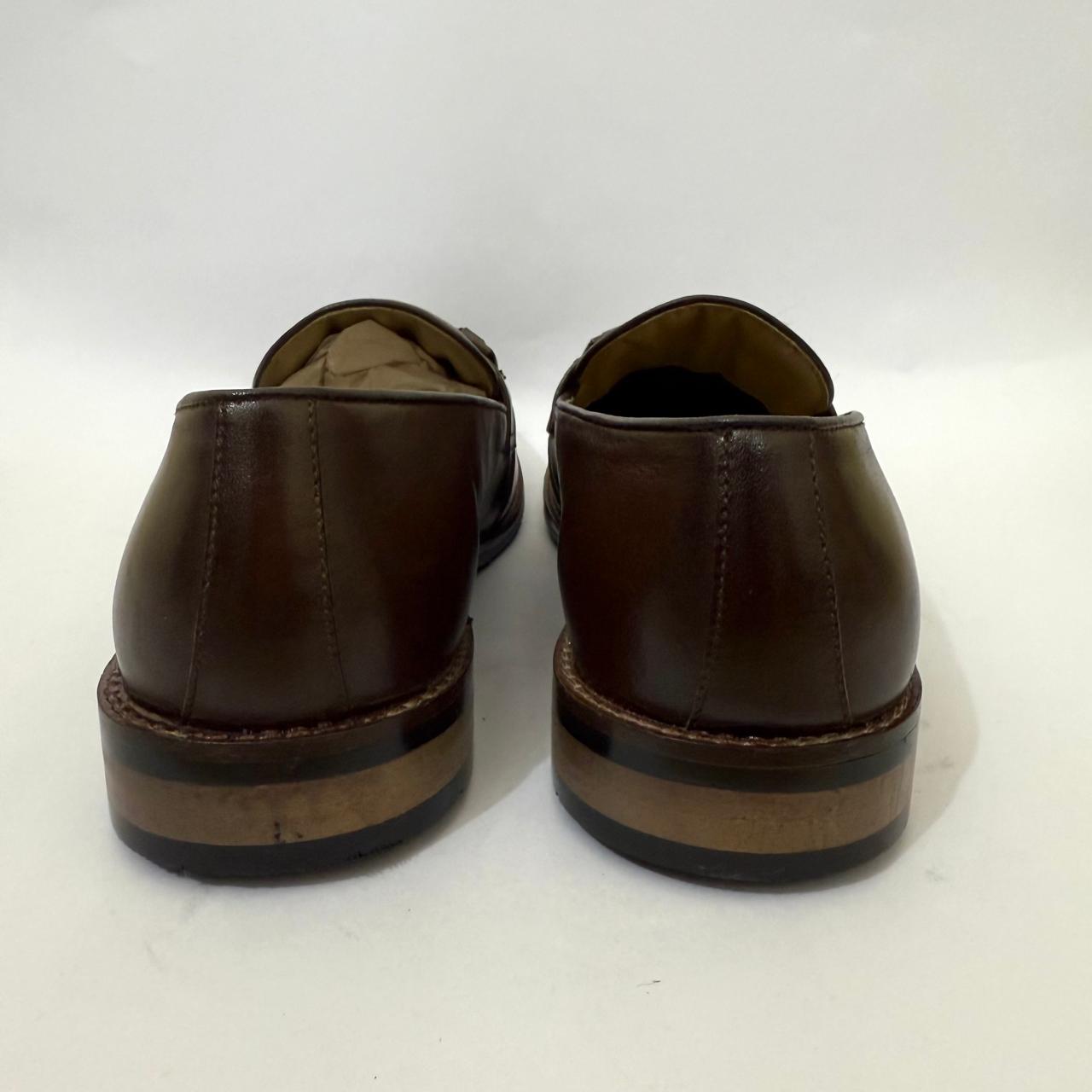 BROWN LOAFERS WITH BRAIDED STRAP DETAILING