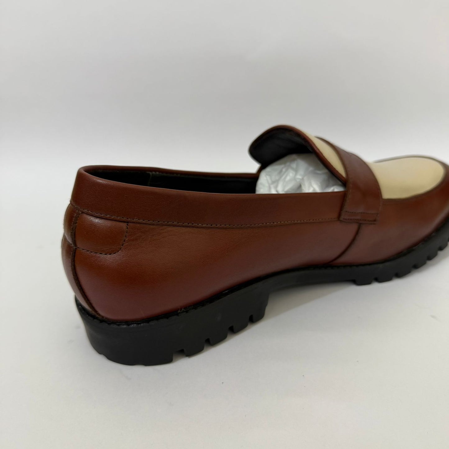 BROWN-CREAM PENNY LOAFERS