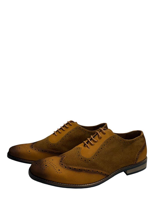 TAN SUEDE & LEATHER WINGTIP BROGUES