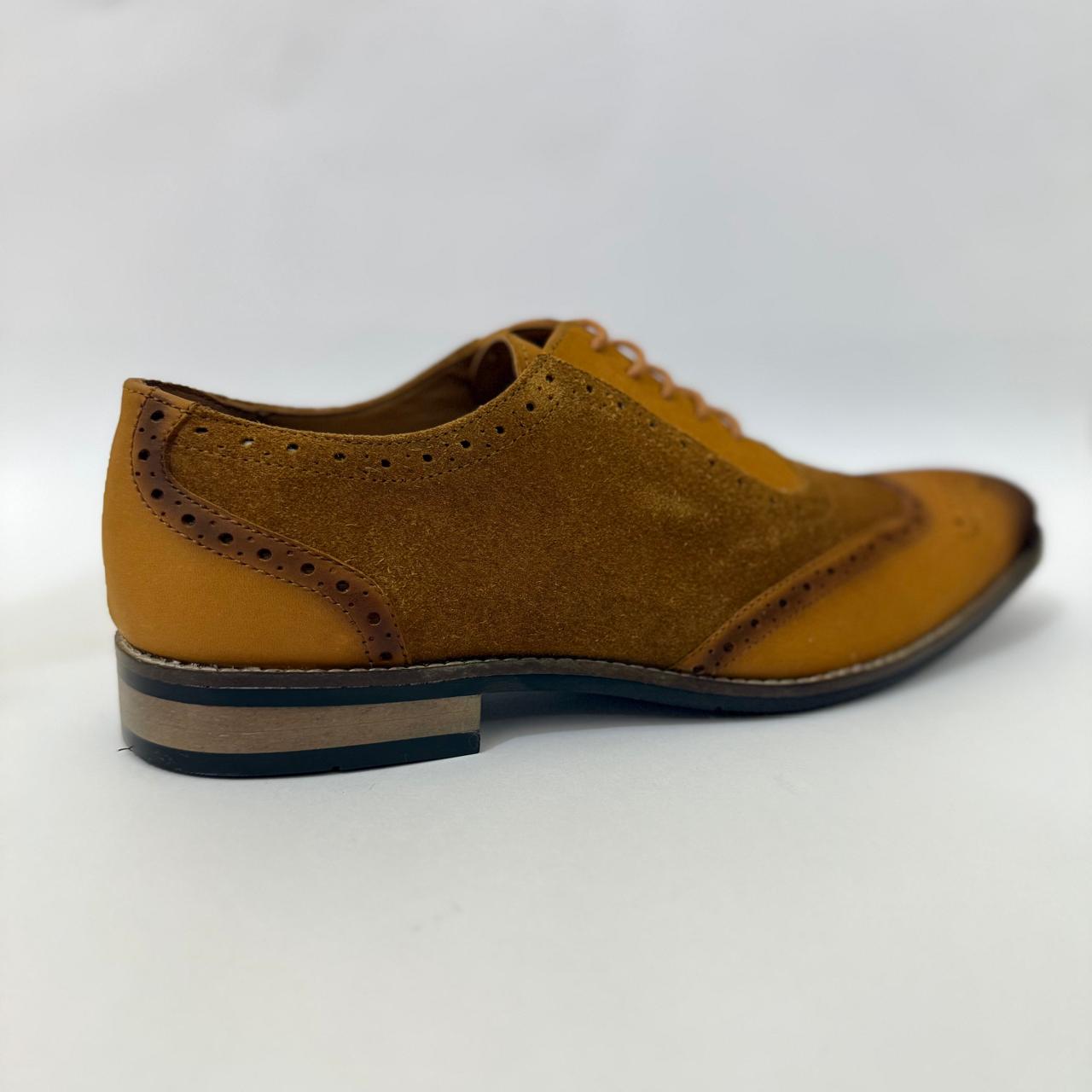 TAN SUEDE & LEATHER WINGTIP BROGUES