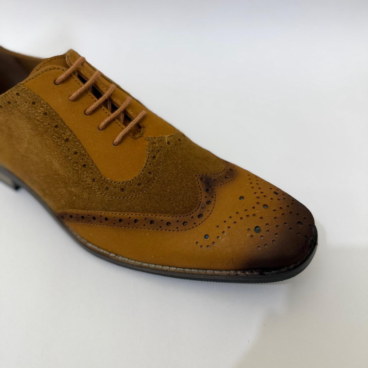 TAN SUEDE & LEATHER WINGTIP BROGUES