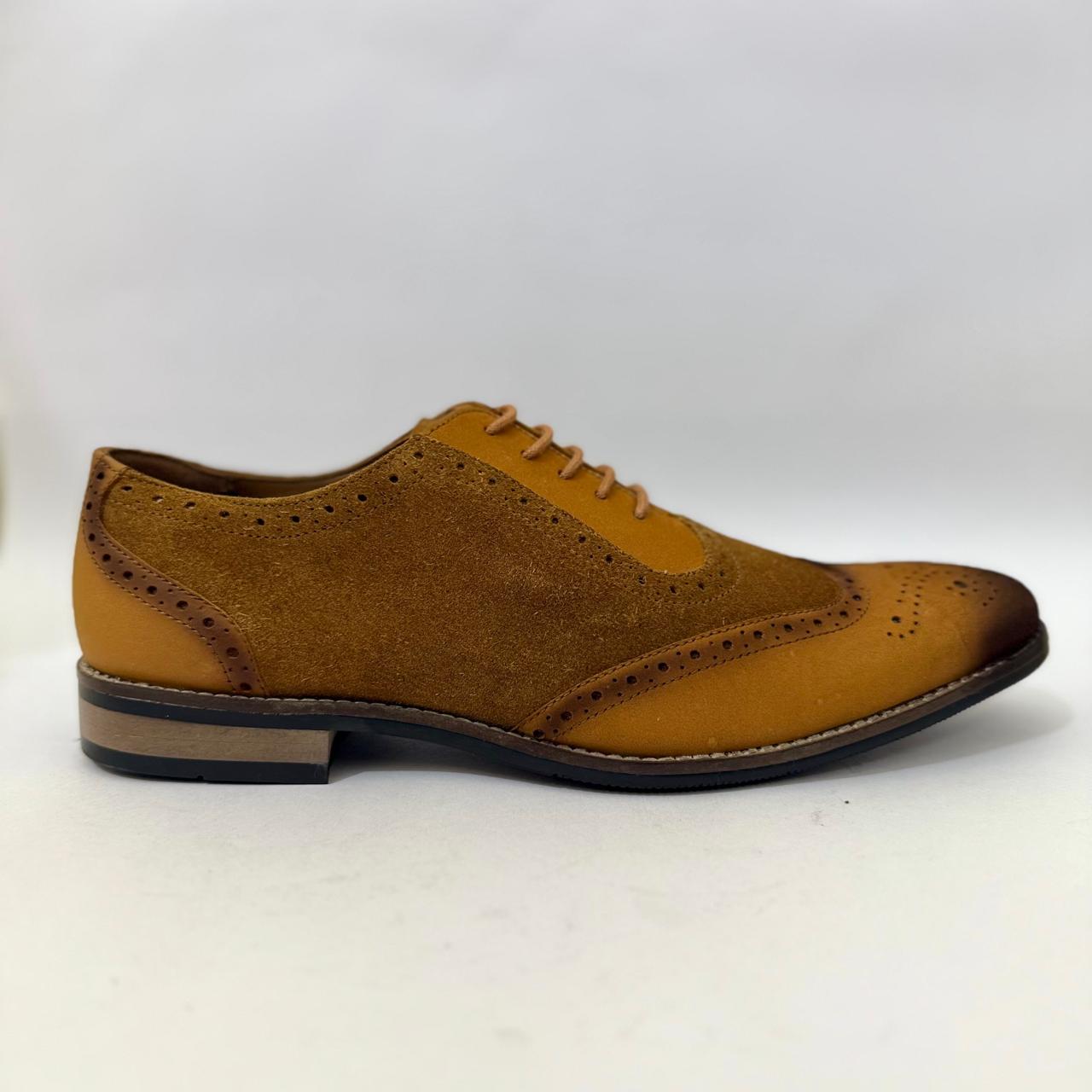 TAN SUEDE & LEATHER WINGTIP BROGUES