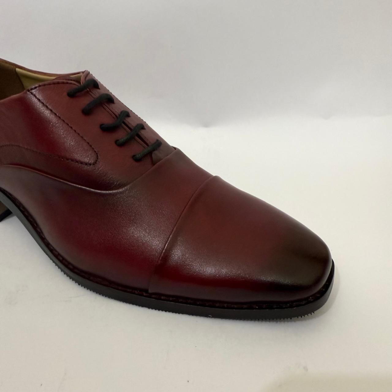 MAROON LEATHER OXFORD SHOES