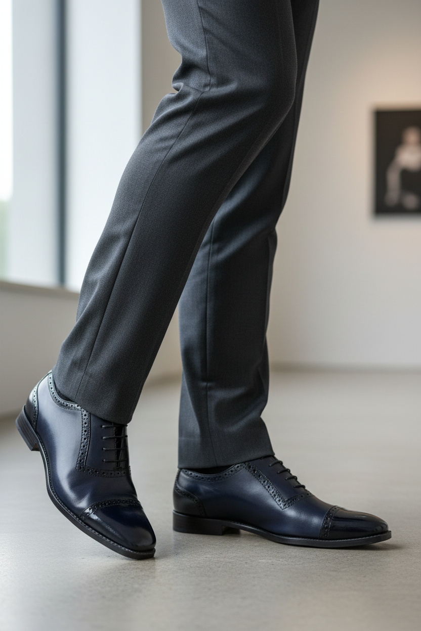 Cap Toe Oxford- Navy Blue