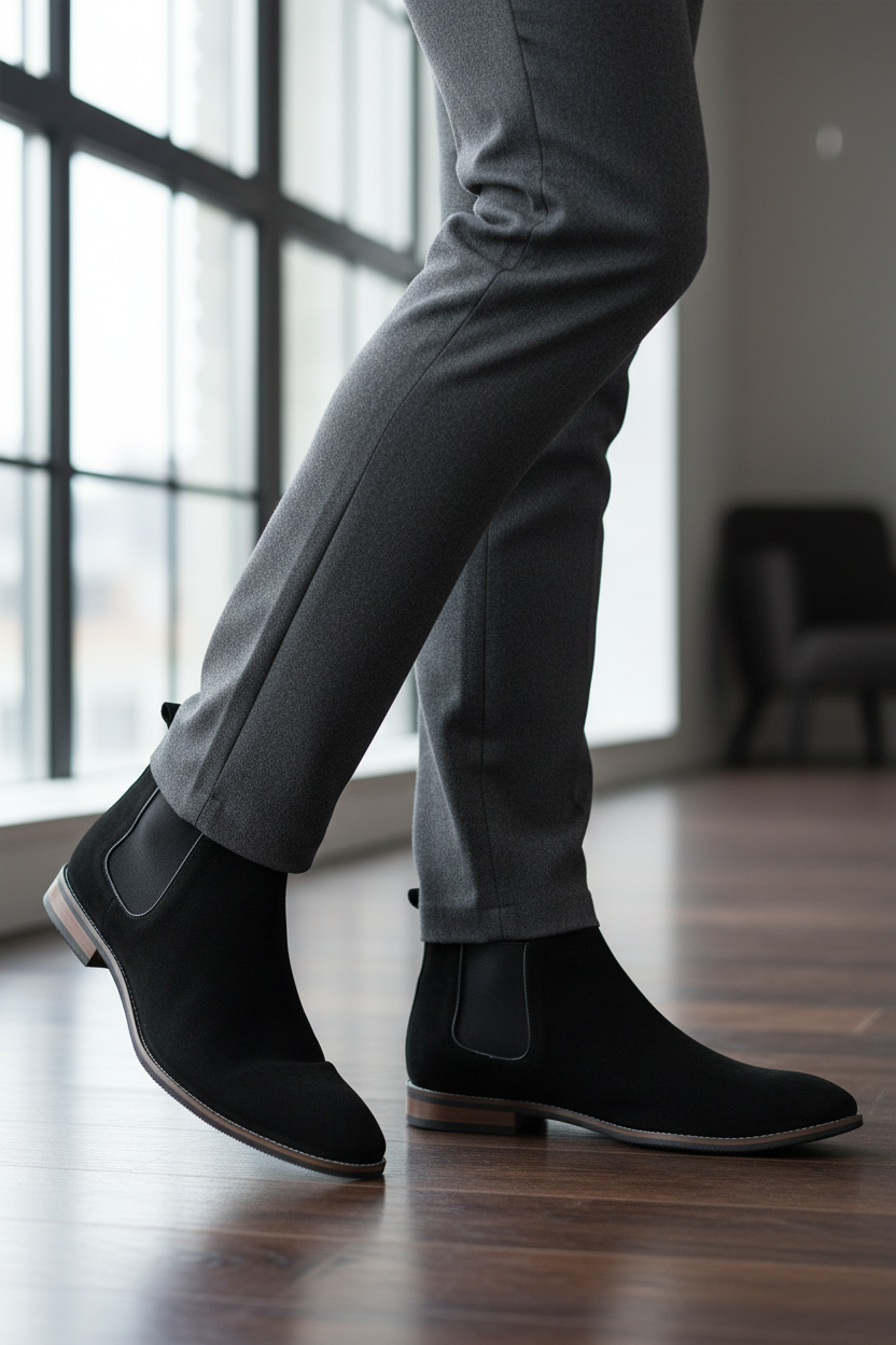 CLASSIC BLACK SUEDE CHELSEA BOOTS