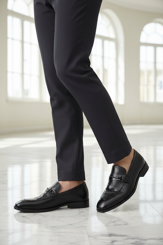 CLASSIC BLACK CROC LOAFERS