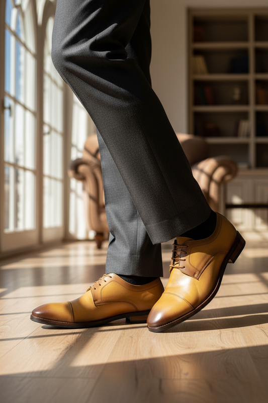 TAN LEATHER OXFORD SHOES