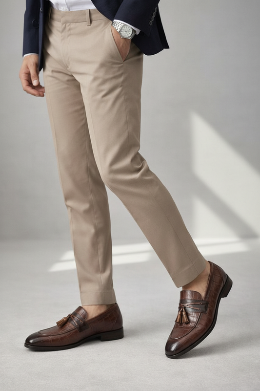 BROWN CROC-TEXTURED TASSEL LOAFERS