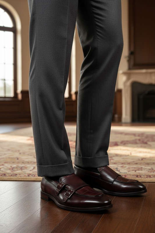 BURGUNDY DOUBLE MONK LOAFERS